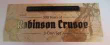 Load image into Gallery viewer, 2019 Robinson Crusoe 300th Anniverary 3 x Proof Barbados 25 Cents Coin Box&amp;COA
