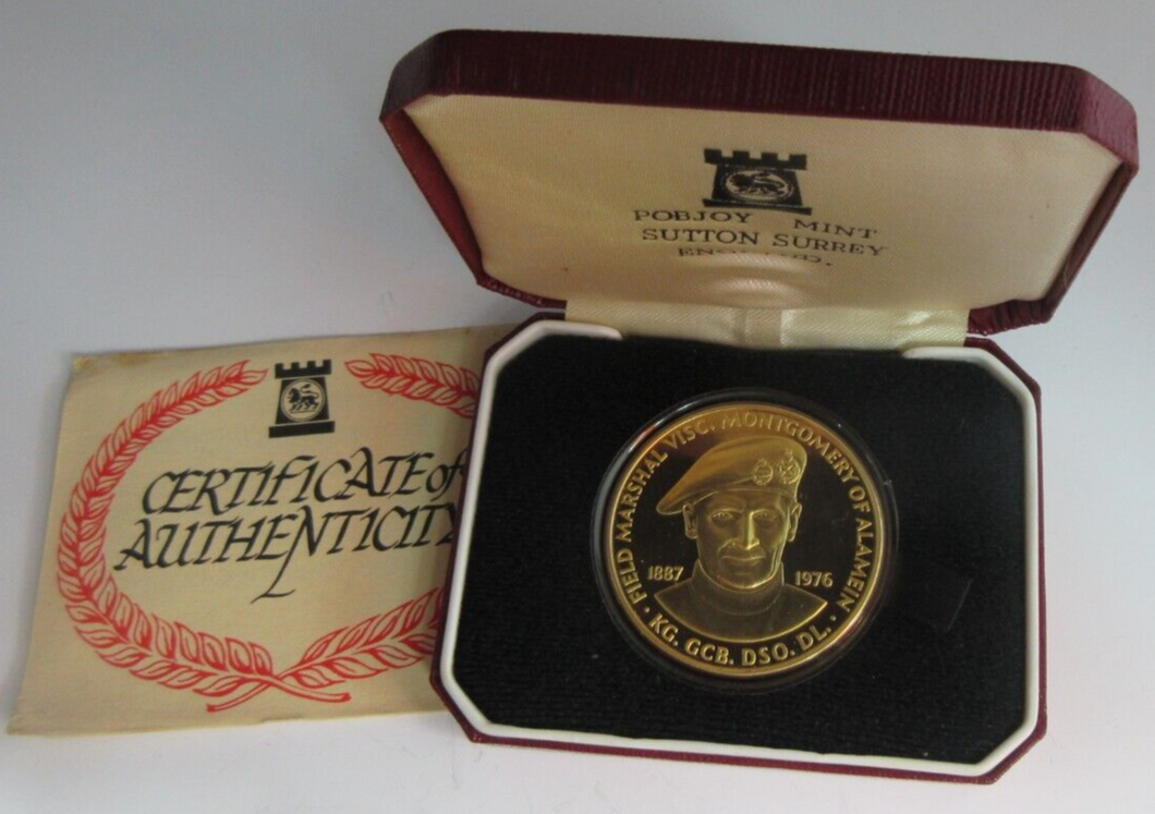 1887-1976 FIELD MARSHALL VISC MONTGOMERY OF ALAMEIN 22CT GOLD/SILVER PROOF MEDAL