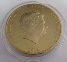 Load image into Gallery viewer, 2014 TUSK CONSERVATION AWARDS 2013 GOLD PLATED COOK ISLANDS  $1 COIN/COA
