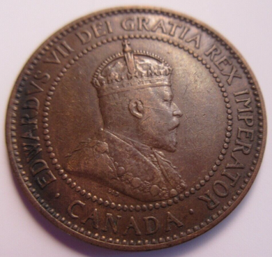 1909 KING GEORGE V CANADA 1 CENT COIN VF-EF IN PROTECTIVE CLEAR FLIP