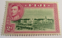 Load image into Gallery viewer, KING GEORGE VI FIJI PRE DECIMAL STAMPS &amp; STAMP HOLDER
