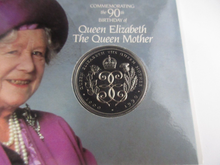Load image into Gallery viewer, 1990 Queen Elizabeth the Queen Mother Royal Mint UK BUnc £5 Coin Pack
