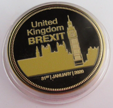 Load image into Gallery viewer, 2020 THE BREXIT GOLD PLATED PROOF MEDAL CAPSULE BOX &amp; COA
