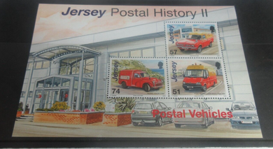 Jersey Postal History II 3x Stamp Block Postal Vehicles Morris Minor FordTransit