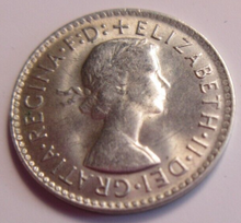 Load image into Gallery viewer, QUEEN ELIZABETH II 3d THREEPENCE COIN 1963 AUSTRALIA AUNC+ &amp; PROTECTIVE FLIP
