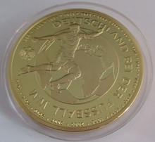 Load image into Gallery viewer, GERMANY AT THE SOCCER WORLD CUP IN SWITZERLAND 1954 GOLD PLATED PROOF MEDAL/COA
