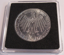 Load image into Gallery viewer, OLYMPIC GAMES SPIRAL 2 1972 MUNICH 10 DEUTSCHE MARKS BUNC MINT MARK G &amp; CAPSULE
