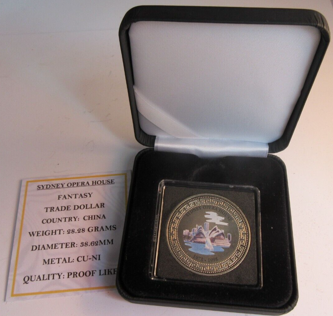 1973-1998 SYDNEY OPERA HOUSE PROOF LIKE FANTASY TRADE DOLLAR WITH BOX & COA