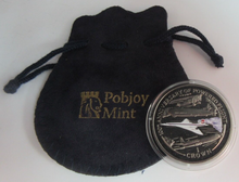 Load image into Gallery viewer, 2003 100TH ANNIVERSARY OF POWERED FLIGHT COLOURED ONE CROWN COIN CAPSULE &amp; POUCH
