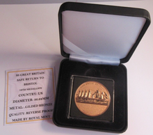 Load image into Gallery viewer, 1970 SS GREAT BRITAIN SAFE RETURN TO BRISTOL BRONZE GUILDED PROOF MEDAL BOXED
