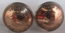 Load image into Gallery viewer, George VI Farthing Domed Cufflinks UK Coin Crafts gifts Birthdays &amp; Christmas
