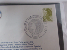 Load image into Gallery viewer, Reseau Marie Claire 1983 Royal Star and Garter Flown From Paris Stamp Cover
