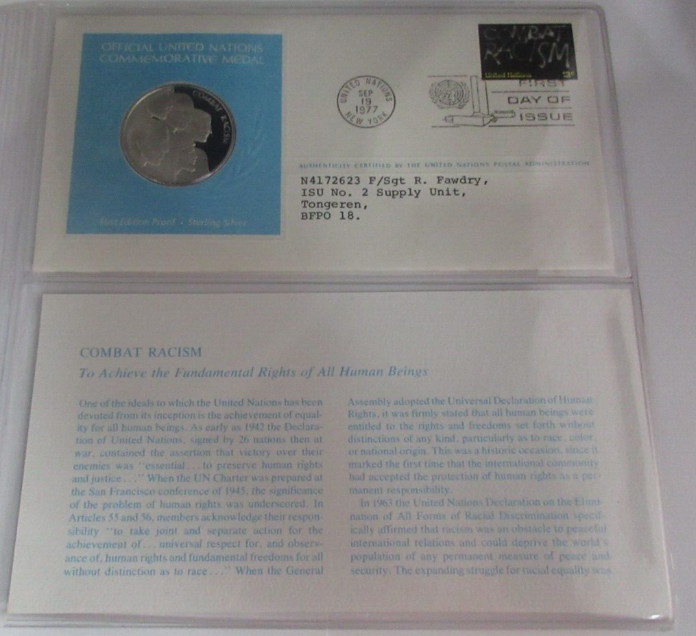 1977 Fighting Against Racism First Edition United Nations Silver Proof Medal