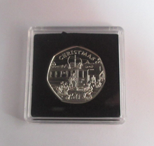 Load image into Gallery viewer, 1989 Christmas Tram Line Isle of Man Silver Proof 50p Coin Boxed With COA
