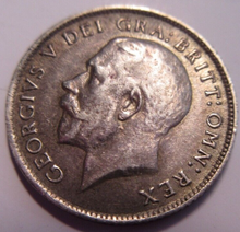Load image into Gallery viewer, 1918 KING GEORGE V BARE HEAD .925 SILVER VF-EF 6d SIXPENCE COIN IN CLEAR FLIP
