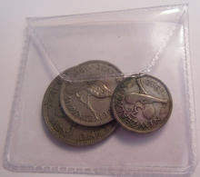 Load image into Gallery viewer, KING GEORGE VI 1942 3D .500 SILVER - 1952 6D &amp; 1950 SHILLING CU-NI IN CLEAR FLIP
