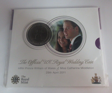 2011 William and Kate, Official Wedding Royal Mint UK BUnc £5 Coin Sealed Pack