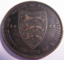 Load image into Gallery viewer, 1877 H QUEEN VICTORIA ONE TWENTY FOURTH OF A SHILLING COIN VF JERSEY
