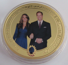 Load image into Gallery viewer, 2010 WILLIAM &amp; CATHERINE NEWLY ENGAGED GOLD PLATED COOK ISLANDS  $1 COIN/COA
