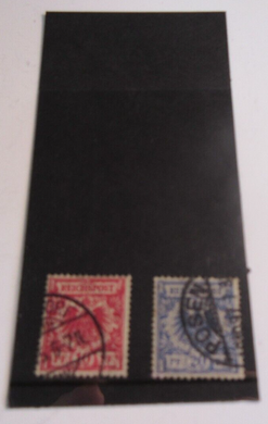 1889 REICH POST 10PF & 20PF USED STAMPS IN STAMP HOLDER