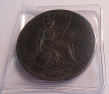 Load image into Gallery viewer, QUEEN VICTORIA PENNY 1853 YOUNG HEAD VF IN PROTECTIVE CLEAR FLIP
