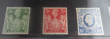 Load image into Gallery viewer, George VI High Value Stamps MNH 1939 5 Shillings to £1 One Pound 4 Stamp Set
