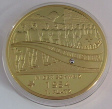 Load image into Gallery viewer, GERMANY AT THE SOCCER WORLD CUP IN SWITZERLAND 1954 GOLD PLATED PROOF MEDAL/COA
