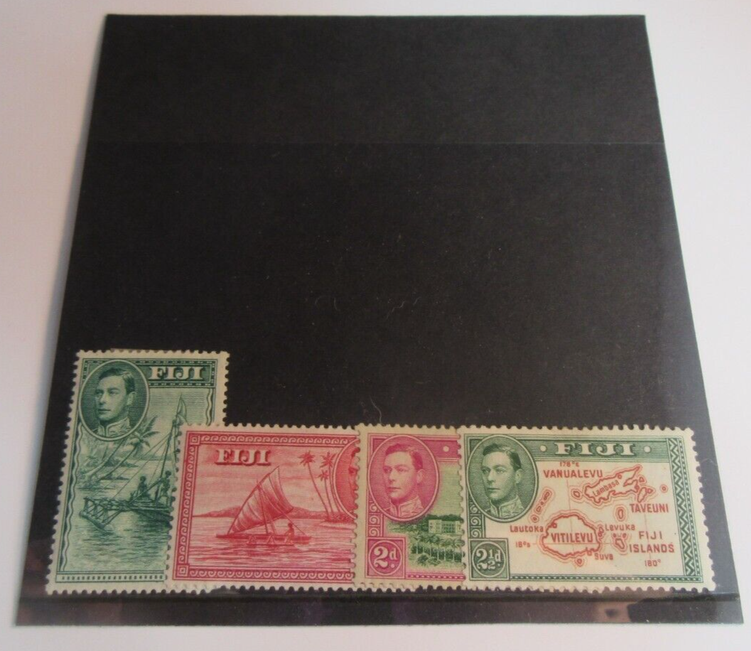 KING GEORGE VI FIJI PRE DECIMAL STAMPS & STAMP HOLDER