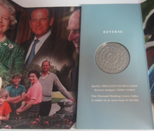 Load image into Gallery viewer, 2007 Queen Elizabeth II &amp; Philip Diamond Wedding UK Royal Mint £5 BUnc Coin Pack
