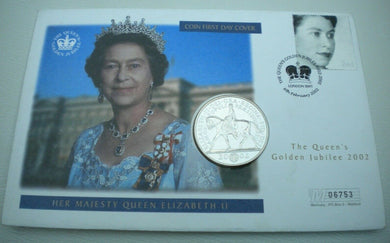 2002 HM QUEEN ELIZABETH II THE QUEEN'S GOLDEN JUBILEE £5 CROWN COIN COVER PNC