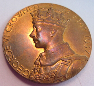1937 KING GEORGE VI & QUEEN ELIZABETH UNC FDC GOLD PLATED BRONZE MEDAL V SCARCE