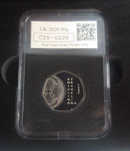 Load image into Gallery viewer, 2020 Rosalind Franklin DNA Photograph 51 BUnc 50p DateStamp Coin Slabbed Box/COA
