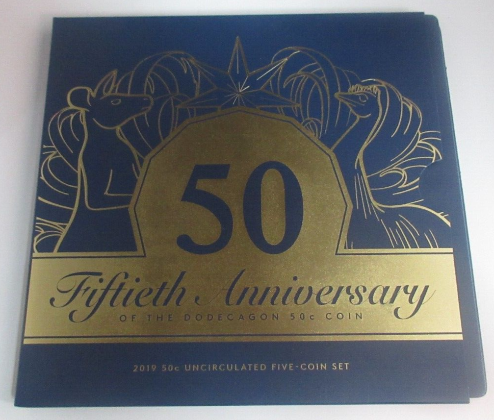 2019 50th Anniversary Australian Dodecahedron BUnc 50 Cent 5 Coins Pack