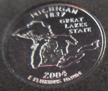 Load image into Gallery viewer, 2004 UNITED STATES MINT STATE QUARTER DOLLAR MICHIGAN 1837 PLATINUM PLATED
