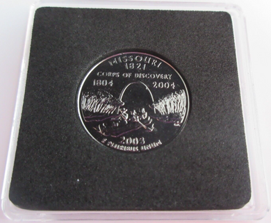 2003 UNITED STATES MINT STATE QUARTER DOLLAR MISSOURI 1821 PLATINUM PLATED