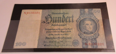 GERMAN BANKNOTE 100 MARK 1924 REICHSBANKNOTE WITH NOTE HOLDER