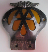 Load image into Gallery viewer, 1962-1963 VINTAGE AA CAR BADGE NUMBER 6C22748
