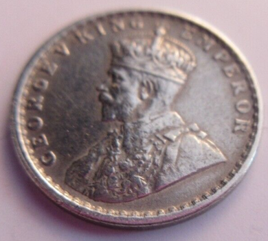 1917 KING GEORGE V STERLING SILVER TWO ANNAS AUNC PRESENTED IN CLEAR FLIP