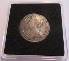Load image into Gallery viewer, 1711 QUEEN ANNE .925 SILVER ONE SHILLING COIN AVF KEY DATE BOXED
