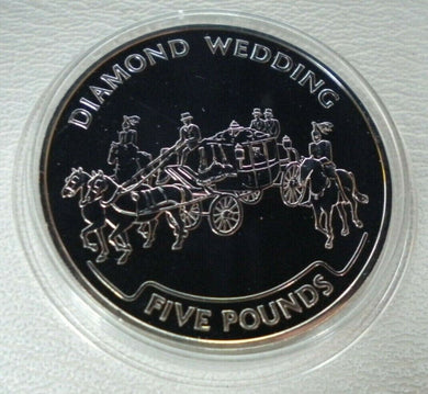 2007 ROYAL MINT DIAMOND WEDDING  BUNC ALDERNEY £5 COIN WITHIN CAPSULE