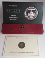 Load image into Gallery viewer, 2006 ROYAL CANADIAN MINT PROOF SILVER DOLLAR &amp; COA IN CASE WITH OUTER COVER
