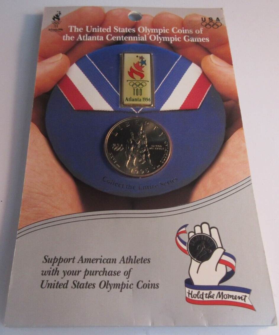 1995 USA OLYMPIC COINS OF THE ATLANTA CENTENNIAL OLYMPIC GAMES & PIN BADGE