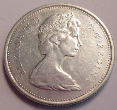 QUEEN ELIZABETH II CANADA 25 CENTS .500 SILVER 1968 EF COIN IN PROTECTIVE FLIP