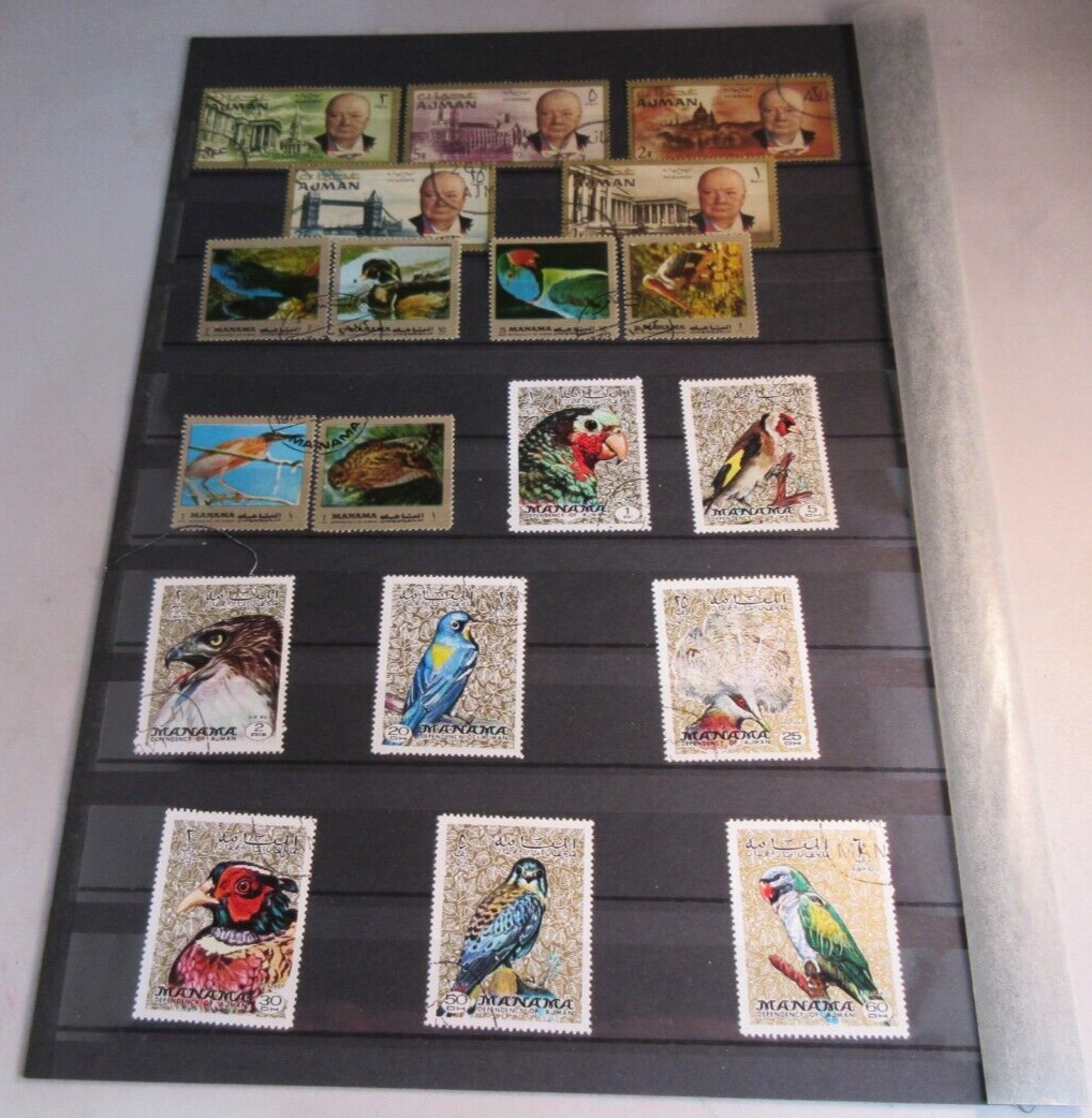 WORLD STAMPS AJMAN UNITED ARAB EMIRATES  X 19 MH IN STAMP HOLDER