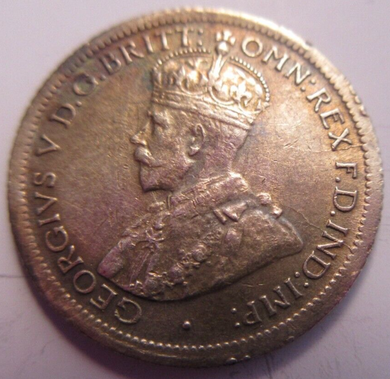 KING GEORGE V 6d SIXPENCE COIN .925 SILVER 1921 AUSTRALIA EF IN CLEAR FLIP