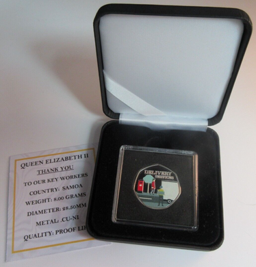 2020 THANK YOU KEYWORKERS SAMOA HALF DOLLAR COIN BOX & COA - DELIVERY SERVICES