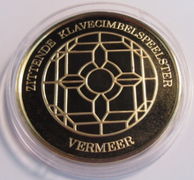 Load image into Gallery viewer, 1975 THE GENIUS OF VERMEER HALLMARKED 24CT GOLD PLATED .925 SILVER 32G MEDAL
