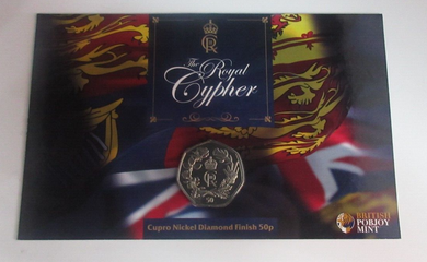2023 King Charles III Royal Cypher DiamondFinish Pobjoy BAT 50p Coin Pack