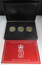 Load image into Gallery viewer, 1947-2017 HRH PRINCE PHILIP 70 YEARS OF SERVICE THREE PROOF COIN SET BOX &amp; COA
