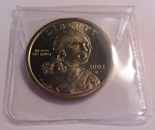 Load image into Gallery viewer, USA ONE DOLLAR LIBERTY $1 BUNC 2002 ONE DOLLAR COIN IN CLEAR FLIP
